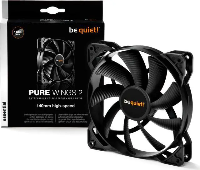 Alt view image 2 of 3 - Pure Wings 2 | 140mm High Speed Case Fan | High Performance Cooling Fan | Compatible with Desktop | Low minimum rpm | Low Noise | Black | BL082