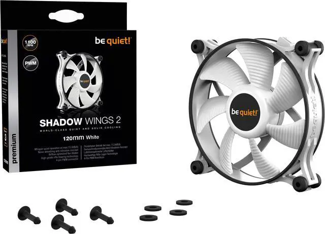 Alt view image 5 of 5 - be quiet! Shadow Wings 2 120mm PWM White, case fan, airflow-optimized fan blades, whisper-quiet operation and reliable cooling