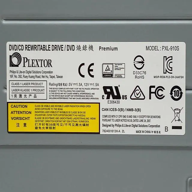Alt view image 3 of 3 - Plextor PXL-910S Professional Internal 24x SATA CD/DVD/RW DL DVD Writer Drive Burner for Desktop PC Computer