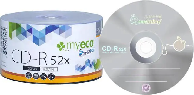 Main image of 50 Pack MyEco CD-R CDR 52X 700MB 80Min Economy Branded Logo Top Write Once Blank Media Record Disc