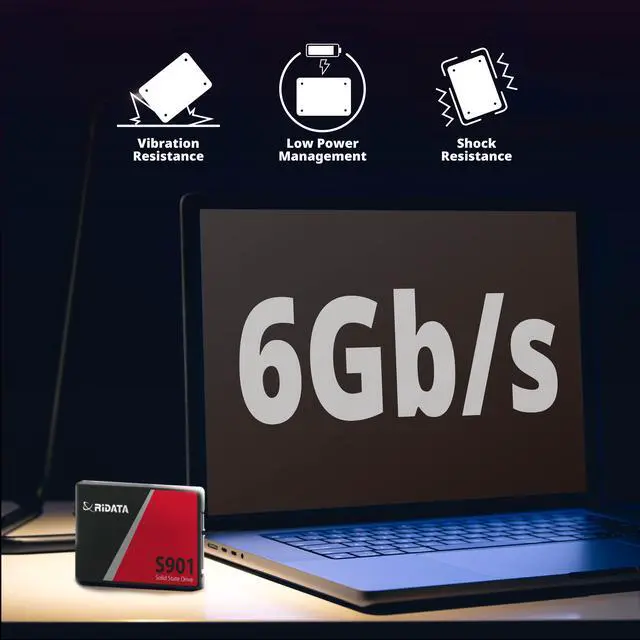 Alt view image 6 of 6 - RiDATA S901 512GB SSD (Internal Solid State Drive) 3D NAND 2.5" SATA III 6Gb/s Ultra Slim 7mm R/W Speed up to 550/520 MB/s Advanced LDPC ECC Engine