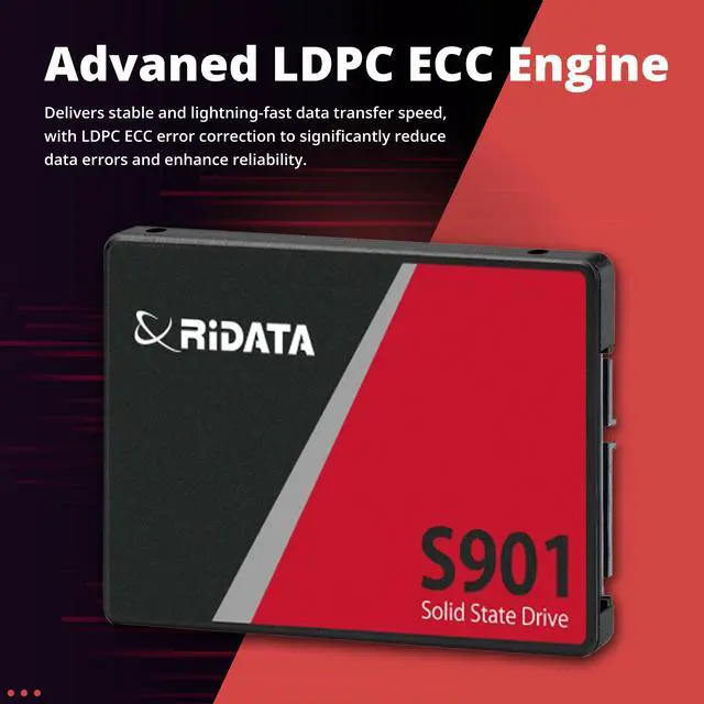 Alt view image 5 of 6 - RiDATA S901 512GB SSD (Internal Solid State Drive) 3D NAND 2.5" SATA III 6Gb/s Ultra Slim 7mm R/W Speed up to 550/520 MB/s Advanced LDPC ECC Engine