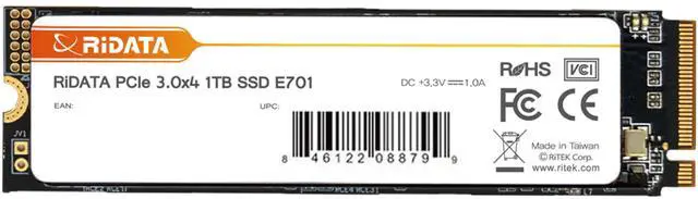 Main image of RiDATA E701 256GB NVMe M.2 PCIe Gen3x4 2280 SSD Internal Solid State Drive 3D NAND Read Upto 1600MB/s Write Upto 1000MB/s SLC Caching Technology for PC or Laptop