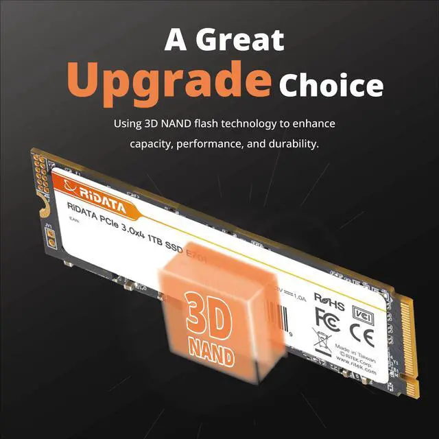 Alt view image 4 of 6 - RiDATA E701 256GB NVMe M.2 PCIe Gen3x4 2280 SSD Internal Solid State Drive 3D NAND Read Upto 1600MB/s Write Upto 1000MB/s SLC Caching Technology for PC or Laptop