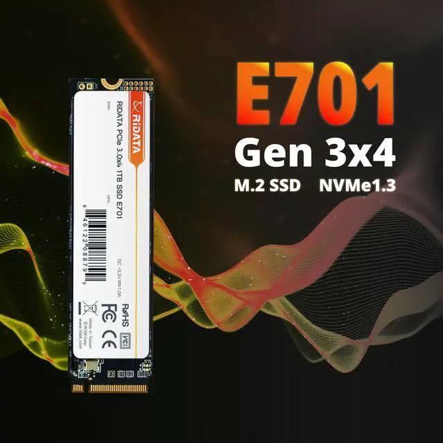 Alt view image 2 of 6 - RiDATA E701 256GB NVMe M.2 PCIe Gen3x4 2280 SSD Internal Solid State Drive 3D NAND Read Upto 1600MB/s Write Upto 1000MB/s SLC Caching Technology for PC or Laptop