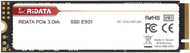 Main image of RiDATA E901 512GB NVMe 1.3 M.2 PCIe Gen3x4 2280 SSD Internal Solid State Drive 3D NAND High Speed Read Upto 3300MB/s Write Upto 2200MB/s LDPC Error Correction DRAM Cache Buffer Supported