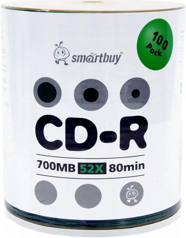 Main image of Smartbuy CD-R 52X 700MB 80Min Logo Top Blank Data Recordable Disc (100 Packs)