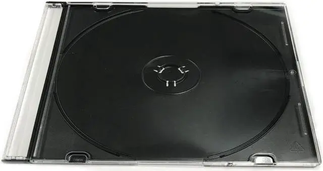 Alt view image 2 of 3 - Slim 5.2mm Jewel Case Thin Clear Single CD DVD Disc Storage w/Built-in Black Tray (50 Pack)