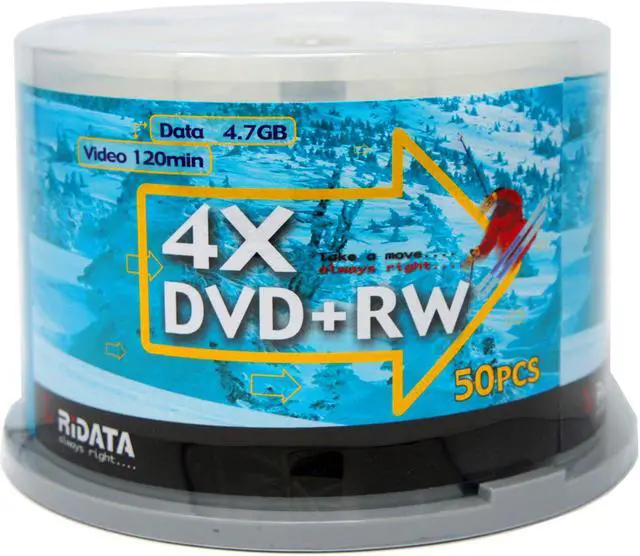 Alt view image 3 of 4 - Ridata DVD+RW 4X 4.7GB Silver Logo Rewritable DVD Plus RW Re-writable Blank Recordable Media Disc (50 Pack)