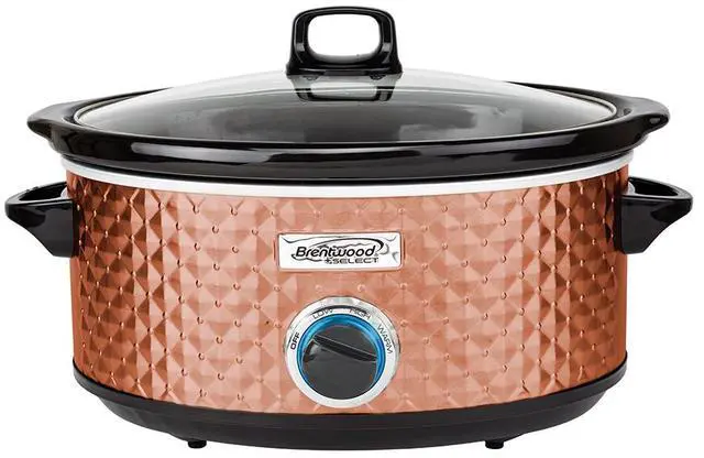 Alt view image 3 of 6 - Brentwood SC-157C Diamond Pattern Slow Cooker, 7 Quart - Copper
