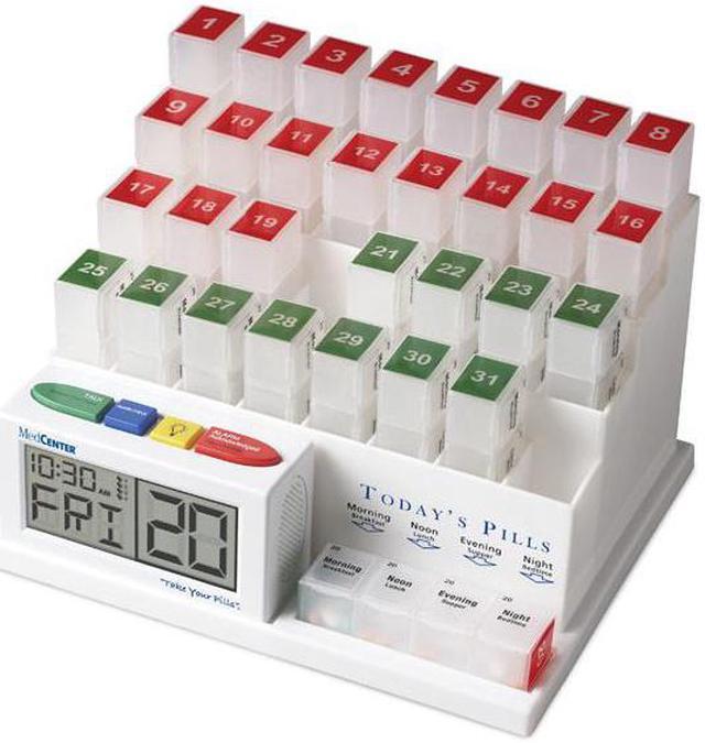 Main image of MedCenter System Interactive 31 day Pill Organizer / Storage with Talking 4 Alarm Reminder Clock