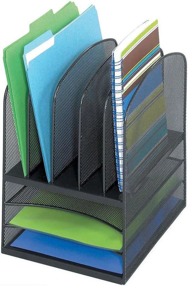 Alt view image 5 of 6 - Onyx Mesh Desk Organizer, Eight Sections, 11 1/2 X 9 1/2 X 13, Black
