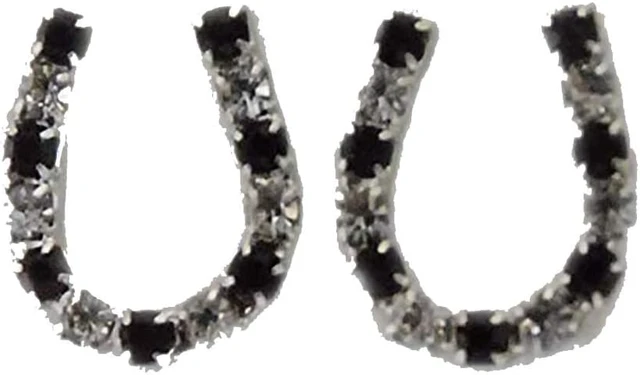 Main image of Finishing Touch Horseshoe Earrings - Jet Black Clear Imitation Rhodium