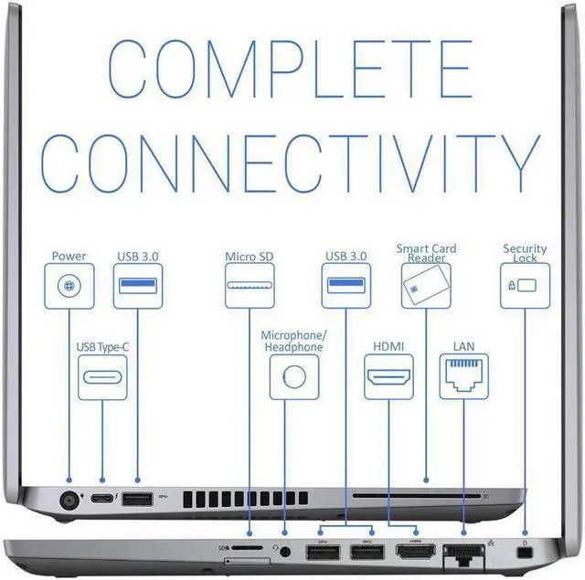 Alt view image 6 of 7 - Dell Latitude 5410 14" Full HD 1920 x 1080 Notebook - 10th Gen Intel Quad Core i5-10310U 1.7GHz  16 GB RAM DDR4 512 GB NVMe SSD, HDMI, DisplayPort via USB-C,  Wi-Fi, Bluetooth, Windows 10 Pro