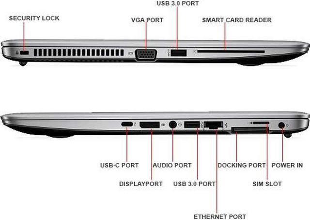 Alt view image 6 of 6 - HP EliteBook 840 G3 14" FHD LED Display Ultrabook Laptop – 6th Gen Intel Core i5 Dual Core 2.4GHz CPU 256 GB SSD + 1TB SSD 32 GB DDR4 RAM WiFi Bluetooth Tunderbolt Windows 10 Pro