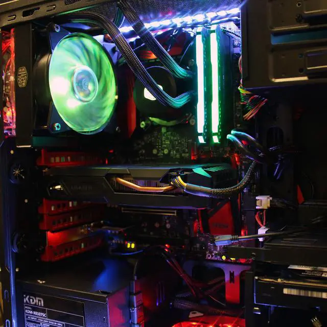 Alt view image 5 of 7 - PRC Special Edition Liquid Cooling Series Gaming Desktop PC 6th Gen. Intel i7-6700 3.4Ghz Quad Core 16GB DDR4-3200 RGB RAM GTX 1650 OC 4GB GDDR5 1200Mbps WiFi 256GB NVMe SSD + 1TB SATA HD BluRay W10P