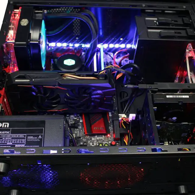 Alt view image 6 of 7 - PRC Special Edition Liquid Cooling Series Gaming Desktop PC 6th Gen. Intel i7-6700 3.4Ghz Quad Core 16GB DDR4-3200 RGB RAM GTX 1650 OC 4GB GDDR5 1200Mbps WiFi 256GB NVMe SSD + 1TB SATA HD BluRay W10P