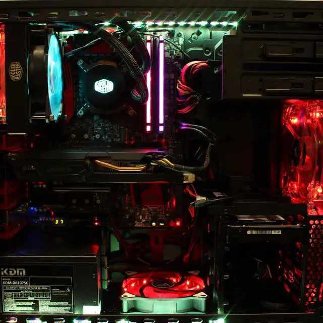 Alt view image 7 of 7 - PRC Special Edition Liquid Cooling Series Gaming Desktop PC 6th Gen. Intel i7-6700 3.4Ghz Quad Core 16GB DDR4-3200 RGB RAM GTX 1650 OC 4GB GDDR5 1200Mbps WiFi 256GB NVMe SSD + 1TB SATA HD BluRay W10P