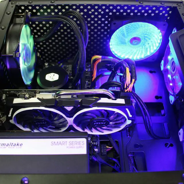 Alt view image 6 of 6 - Custom PRC Ryzen Gaming PC AMD Ryzen 3 1300X 3.5GHz Quad-Core 8GB Crucial Ballistix DDR4 AMD Radeon RX 570 8GB GDDR5 HDMI VR Ready 240GB m.2 SSD 1TB HD 1200 Mbps 802.11ac WiFi LG DVDRW Windows 10 Pro