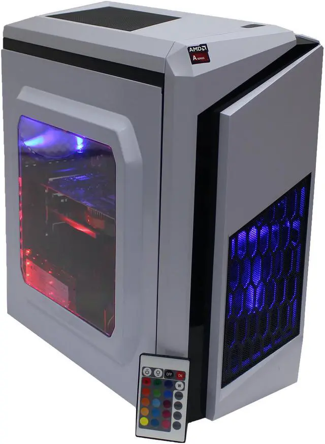 Main image of Custom PRC RGB DIY AMD Gaming PC AMD A12-9800 Quad Core 3.8Ghz 8GB Crucial Ballistix DDR4 RAM 240GB SSD 1TB HD GeForce GTX 650 2GB GDDR5 128-Bit HDMI WiFi LG DVD-RW Windows 10 Pro