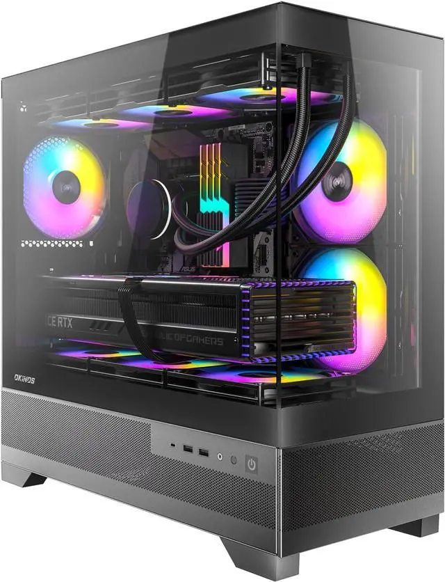 Main image of PRC ShadowGlass Custom Gaming Desktop PC Intel Core i7-12700K 3.6GHz 12-Core 16GB DDR4 1TB NVMe 4TB SSD GeForce RTX 4070 12GB GDDR6X Wi-Fi BT 360mm ARGB AIO Liquid Cooling Windows 11 Home