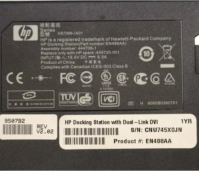 Alt view image 6 of 6 - HP Notebook Docking Station EN488AA HSTNN-IX01 409454-001 444706-001 A/C Power Adapter NOT Included Genuine