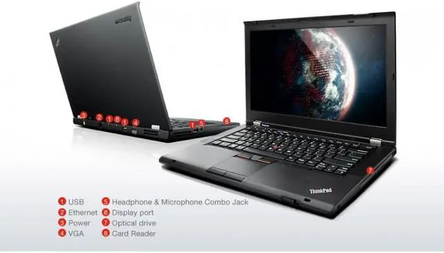 Alt view image 5 of 7 - Lenovo ThinkPad T430s 14" LED Notebook Laptop Intel Dual Core 3rd Gen. i5-3320M 2.60GHz 8 GB DDR3 RAM 256GB SSD DVD-RW Webcam WiFi Bluetooth Windows 10 Professional 64-bit