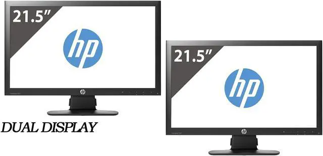 Alt view image 5 of 7 - DUAL-SETUP HP ProDisplay P221 Full HD 1920 x 1080 Resolution 21.5" WideScreen LED Backlight Monitor 5ms 250 cd/m2 DCR 3,000,000:1(1,000:1) VGA + DVI Included