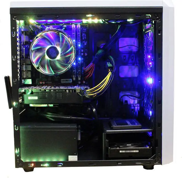 Alt view image 6 of 7 - Custom RGB DIY Intel Gaming PC i7-3770 Quad Core 3.4Ghz 16GB Crucial Ballistix DDR3 RAM 120GB SSD 2TB HD GeForce GTX 1060 3GB HDMI WiFi LG DVDRW Windows 10 Pro