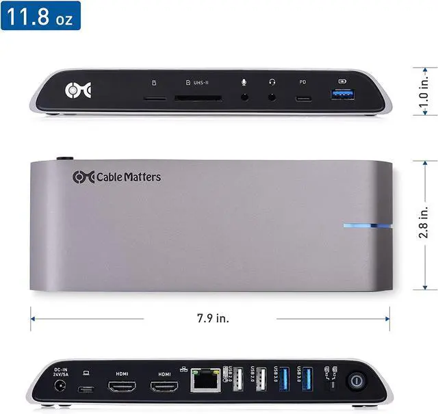 Alt view image 6 of 7 - Cable Matters 10Gbps USB C Dock (USB C Docking Station) with Dual 4K HDMI and 80W Laptop Charging for Windows Computers - USB-C and Thunderbolt 3 Port Compatible
