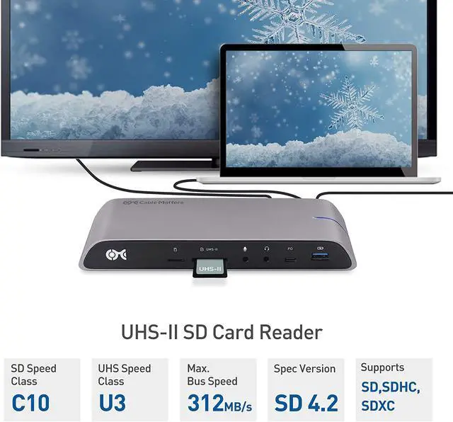 Alt view image 4 of 7 - Cable Matters 10Gbps USB C Dock (USB C Docking Station) with Dual 4K HDMI and 80W Laptop Charging for Windows Computers - USB-C and Thunderbolt 3 Port Compatible