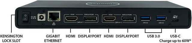 Alt view image 3 of 6 - Visiontek VT4500 Dual 4K with Power Delivery (901250) | Dual DP, Dual HDMI, Type C, USB 3.0 | Pd of Up to 60Watts, Dual 4K Displays (Resolutions Up to 4096 X 2160 At 60 Hz) | Audio-Out, MIC-In