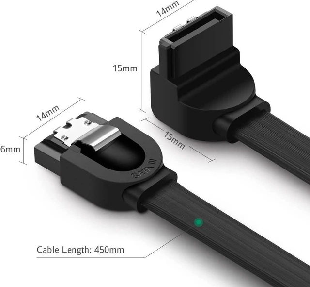 Alt view image 13 of 13 - UGREEN SATA III Cable 90 Degree 3 Pack 6Gbps Straight To Right HDD SSD Data Cable 7 Pin with Locking Latch 18 Inch for SATA HDD, SSD, CD Driver, CD Writer