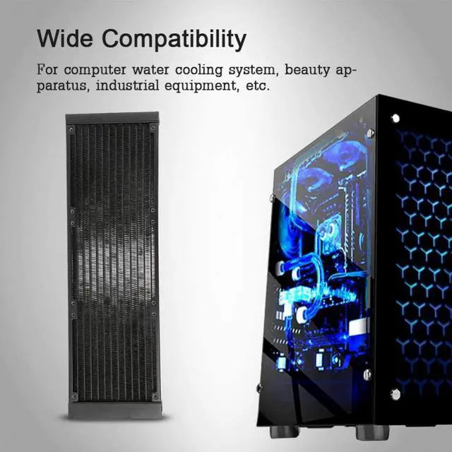 Alt view image 5 of 6 - PC Heat Exchanger,12 Tubes Aluminium Computer CPU Water Cooling Heatsink,Heat Dissipation Cooler with G1/4 Thread,Water Separator Water Cooled Tube,for PC - 360mm