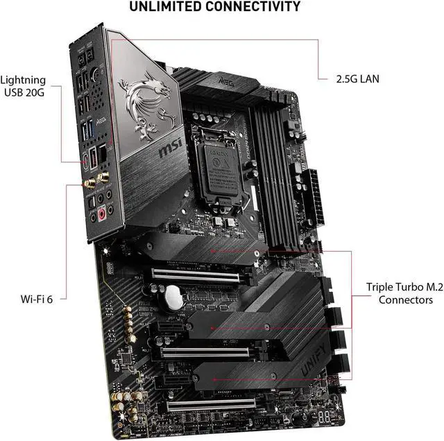 Alt view image 4 of 4 - MSI MEG Z490 Unify ATX Gaming Motherboard (10th Gen Intel Core, LGA 1200, DDR4)