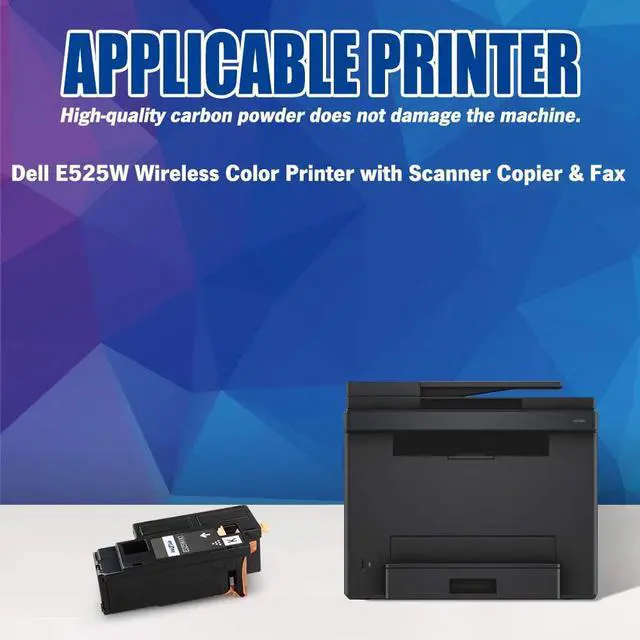 Alt view image 5 of 7 - INK E-SALE Compatible Toner Cartridge Replacement for Dell E525W E525 525 (KCMY, 4-Pack), for use with Dell Color Laser E525W Printer