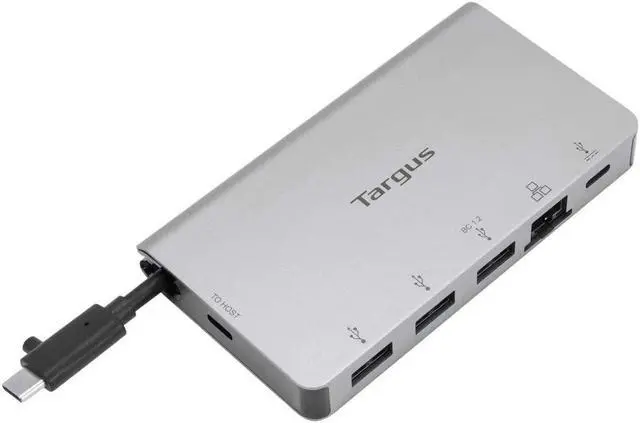 Main image of Targus USB-C Ethernet Adapter with 3X USB-A Ports and 1x USB-C Port with 100W PD Pass-Thru, Gray (ACA951USZ)