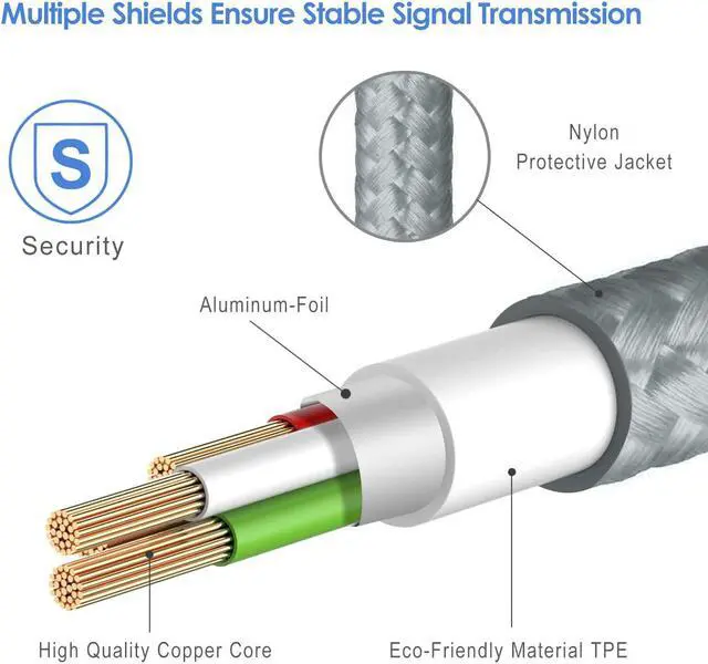 Alt view image 4 of 6 - Micro USB Cable High Speed Data and Charging Nylon Braided Charger Cord 3-Pack 3 Feet