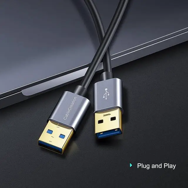Alt view image 7 of 7 - USB 3.0 Cable, CableCreation USB Type A Male to Male Cable, Compatible External Hard Drive, Camera, Handwriting Board, Radiator and More, Space Gray, Aluminum Case, 3.3ft