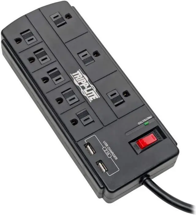 Alt view image 17 of 20 - TRIPP LITE TLP88USBB 8.0 Feet 8 Outlets 1200 Joules Surge Protector