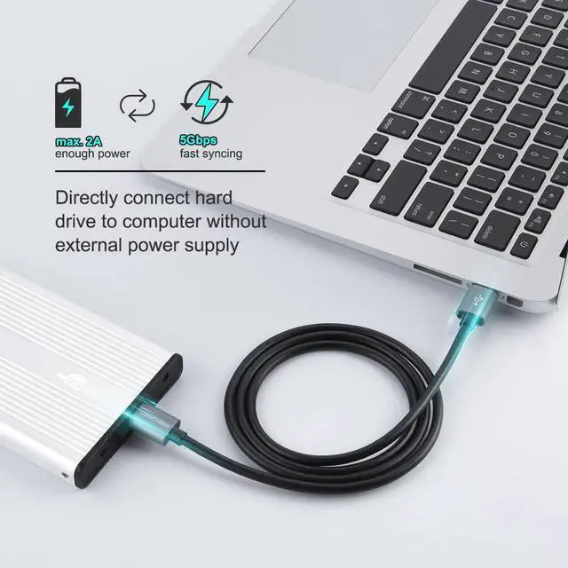 Alt view image 2 of 7 - USB 3.0 Cable, CableCreation USB Type A Male to Male Cable, Compatible External Hard Drive, Camera, Handwriting Board, Radiator and More, Space Gray, Aluminum Case, 3.3ft