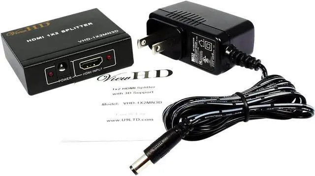 Alt view image 3 of 5 - 2 Port 1x2 Powered HDMI 1 in 2 Out Mini Splitter for 1080P & 3D | Model: VHD-1X2MN3D