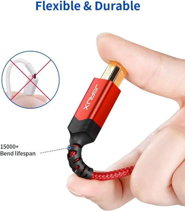 Alt view image 5 of 7 - Printer Cable 10FT USB Printer Cable USB 2.0 Type A Male to B Male Scanner Cord USB B Cable High Speed for HP Canon Epson Dell Brother Lexmark Xerox Samsung etc and Piano DAC
