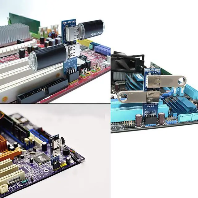 Alt view image 4 of 5 - SinLoon 9pin USB 2.0 Female Pin Dual 2 Port USB Motherboard Header Adapter-1Type for PC (1)