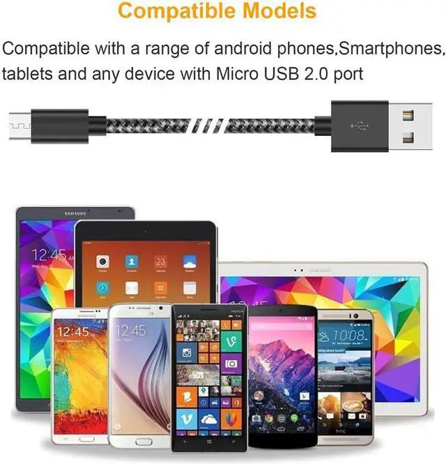Alt view image 6 of 7 - Gopala Micro USB Cable Android Charger [6-Pack 5ft] Nylon Braided Fast Sync&Charging Cord for Android, Samsung, Nexus, LG, HTC, Nokia, Sony, and More