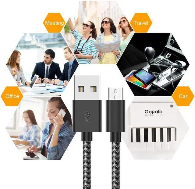 Alt view image 7 of 7 - Gopala Micro USB Cable Android Charger [6-Pack 5ft] Nylon Braided Fast Sync&Charging Cord for Android, Samsung, Nexus, LG, HTC, Nokia, Sony, and More