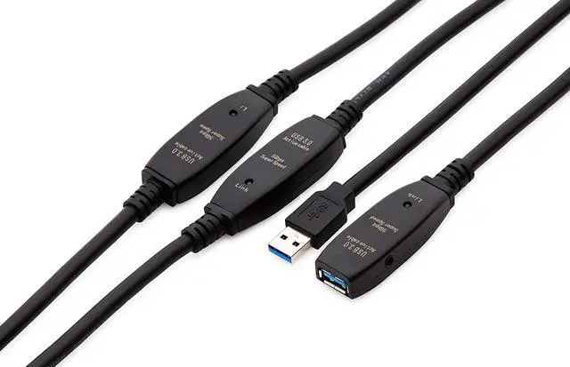 Alt view image 3 of 6 - 65 Feet Active USB Extension Cable 3.0 Male to Female with 3 Extension chipsets Signal Booster - Active Extension/Repeater Cord 20 Meters / 65 Feet (AC Power Supply Included)