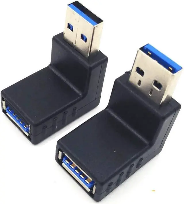 Main image of 2pcs USB 3.0 up Down Male to Female Extension Adapter Combo Upward and Downward 90 Degree Right Angle USB 3.0 Super-Speed Connector Adapter(Black)