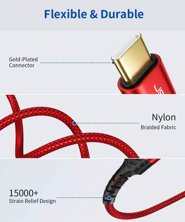 Alt view image 4 of 7 - USB B to USB C Printer Cable 10ft Nylon Braided USB C MIDI Cable Compatible for MacBook Pro HP Epson Canon Brother Lexmark Xerox Printers and Scanner-Red