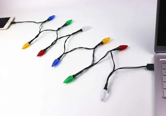 Alt view image 2 of 7 - YAGE Tale LED Christmas Light Phone Charger Cord USB and Bulb Charging Cable 50inch 10led Multicolor Bulbs Compatible with Phone5,6,7,8,X,XR,XS,XS Max,11/12/13mini,13,13Pro,13Pro Max etc (2pcs)